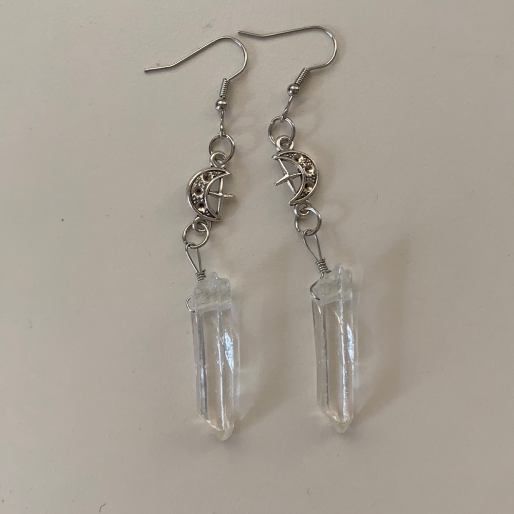 Trendy Moon & Crystal Earrings